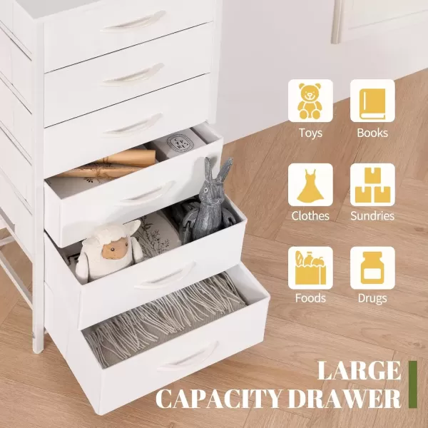 imageYoobure Tall Dresser for Bedroom Dressers ampamp Chests of Drawers 6 Vertical Storage Drawers Fabric Dresser for Closet Night Stand Side Table for Small Space Nightstand End Table for Living Room DormWhite