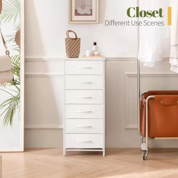 imageYoobure Tall Dresser for Bedroom Dressers ampamp Chests of Drawers 6 Vertical Storage Drawers Fabric Dresser for Closet Night Stand Side Table for Small Space Nightstand End Table for Living Room DormWhite