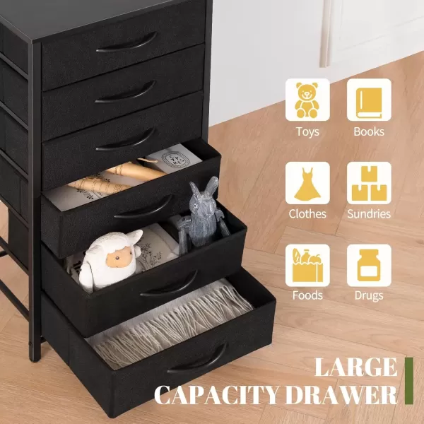 imageYoobure Tall Dresser for Bedroom Dressers ampamp Chests of Drawers 6 Vertical Storage Drawers Fabric Dresser for Closet Night Stand Side Table for Small Space Nightstand End Table for Living Room DormBlack