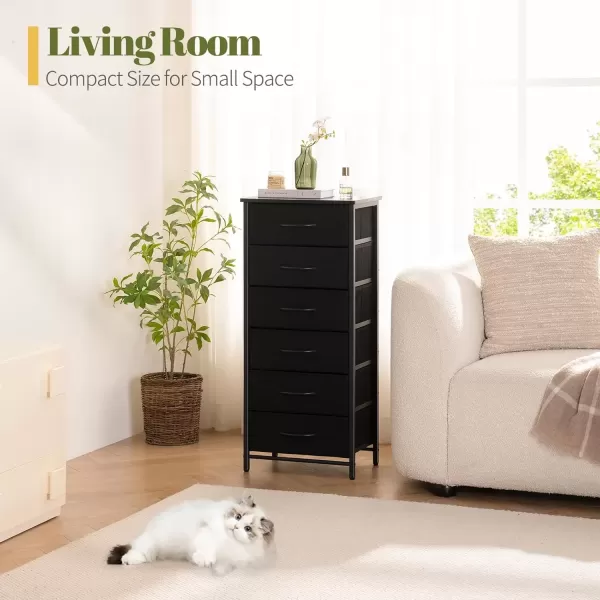 imageYoobure Tall Dresser for Bedroom Dressers ampamp Chests of Drawers 6 Vertical Storage Drawers Fabric Dresser for Closet Night Stand Side Table for Small Space Nightstand End Table for Living Room DormBlack