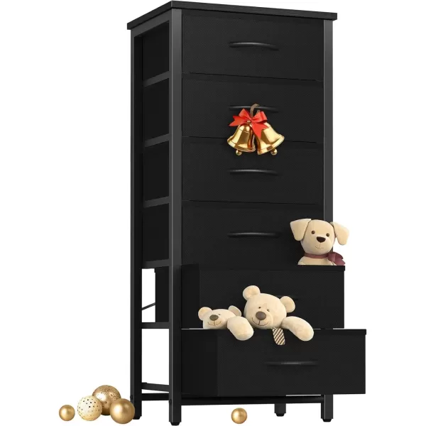 imageYoobure Tall Dresser for Bedroom Dressers ampamp Chests of Drawers 6 Vertical Storage Drawers Fabric Dresser for Closet Night Stand Side Table for Small Space Nightstand End Table for Living Room DormBlack