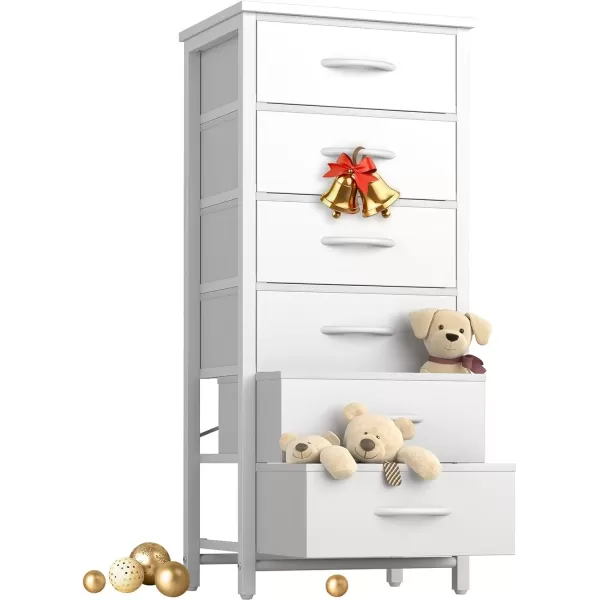 imageYoobure Tall Dresser for Bedroom Dressers ampamp Chests of Drawers 6 Vertical Storage Drawers Fabric Dresser for Closet Night Stand Side Table for Small Space Nightstand End Table for Living Room DormWhite