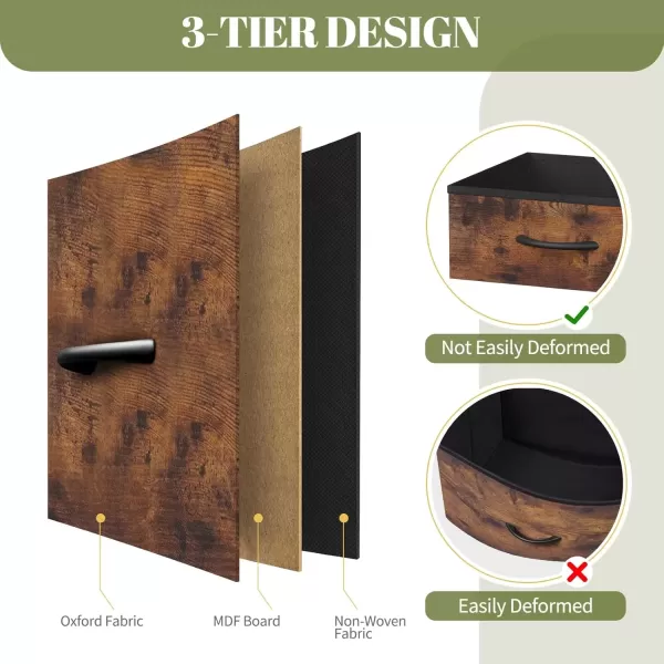 imageYoobure Tall Dresser for Bedroom Dressers ampamp Chests of Drawers 6 Vertical Storage Drawers Fabric Dresser for Closet Night Stand Side Table for Small Space Nightstand End Table for Living Room DormVintage Brown