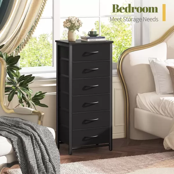 imageYoobure Tall Dresser for Bedroom Dressers ampamp Chests of Drawers 6 Vertical Storage Drawers Fabric Dresser for Closet Night Stand Side Table for Small Space Nightstand End Table for Living Room DormBlack
