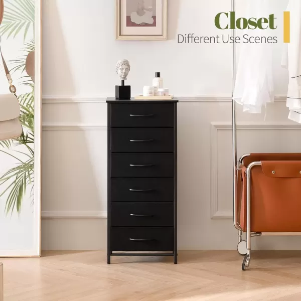 imageYoobure Tall Dresser for Bedroom Dressers ampamp Chests of Drawers 6 Vertical Storage Drawers Fabric Dresser for Closet Night Stand Side Table for Small Space Nightstand End Table for Living Room DormBlack