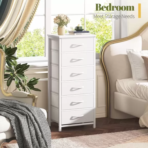 imageYoobure Tall Dresser for Bedroom Dressers ampamp Chests of Drawers 6 Vertical Storage Drawers Fabric Dresser for Closet Night Stand Side Table for Small Space Nightstand End Table for Living Room DormWhite