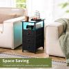 imageYoobure End Table with Charging Station LED Narrow Side Table Bedside Table Small Night Stand End Tables Living Room Skinny Nightstand with 3 Fabric Drawers Side Tables Bedroom for Small SpacesBlack