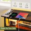 imageYoobure End Table with Charging Station LED Narrow Side Table Bedside Table Small Night Stand End Tables Living Room Skinny Nightstand with 3 Fabric Drawers Side Tables Bedroom for Small SpacesRustic Brown
