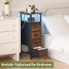 imageYoobure Narrow Dresser for Bedroom LED Slim Dresser with Charging Station Small Dressers Chest of Drawers Fabric Dresser Tall Skinny Cabinet Night Stand for Dorm Small Spaces Closet BathroomVintage Brown