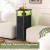 imageYoobure Narrow Dresser for Bedroom LED Slim Dresser with Charging Station Small Dressers Chest of Drawers Fabric Dresser Tall Skinny Cabinet Night Stand for Dorm Small Spaces Closet BathroomBlack