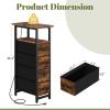 imageYoobure Narrow Dresser for Bedroom LED Slim Dresser with Charging Station Small Dressers Chest of Drawers Fabric Dresser Tall Skinny Cabinet Night Stand for Dorm Small Spaces Closet BathroomVintage Brown