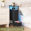 imageYoobure Narrow Dresser for Bedroom LED Slim Dresser with Charging Station Small Dressers Chest of Drawers Fabric Dresser Tall Skinny Cabinet Night Stand for Dorm Small Spaces Closet BathroomBlack