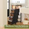 imageYoobure Narrow Dresser for Bedroom LED Slim Dresser with Charging Station Small Dressers Chest of Drawers Fabric Dresser Tall Skinny Cabinet Night Stand for Dorm Small Spaces Closet BathroomVintage Brown