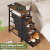 imageYoobure Narrow Dresser for Bedroom LED Slim Dresser with Charging Station Small Dressers Chest of Drawers Fabric Dresser Tall Skinny Cabinet Night Stand for Dorm Small Spaces Closet BathroomVintage Brown