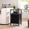 imageYoobure Farmhouse Nightstand with Charging Station Wood Night Stand End Table with USB Ports LED Bed Side Table with Storage Cabinet Bedside Table for Bedroom Living Room BlackBlack