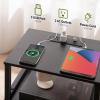 imageYoobure Farmhouse Nightstand with Charging Station Wood Night Stand End Table with USB Ports LED Bed Side Table with Storage Cabinet Bedside Table for Bedroom Living Room BlackBlack