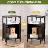 imageYoobure Farmhouse Nightstand with Charging Station Wood Night Stand End Table with USB Ports LED Bed Side Table with Storage Cabinet Bedside Table for Bedroom Living Room BlackBlack