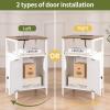 imageYoobure Farmhouse Nightstand with Charging Station Wood Night Stand End Table with USB Ports LED Bed Side Table with Storage Cabinet Bedside Table for Bedroom Living Room BlackWhite