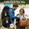 imageYoobure Windproof Travel Umbrella with Wood Handle Automatic Umbrellas for Rain ampamp UV Sun Protection Compact 46quot Large Canopy Lightweight Backpack Portable for Walking ampamp OutdoorGrey