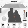 imageYoobure Windproof Travel Umbrella with Wood Handle Automatic Umbrellas for Rain ampamp UV Sun Protection Compact 46quot Large Canopy Lightweight Backpack Portable for Walking ampamp OutdoorGrey