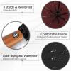 imageYoobure Windproof Travel Umbrella with Wood Handle Automatic Umbrellas for Rain ampamp UV Sun Protection Compact 46quot Large Canopy Lightweight Backpack Portable for Walking ampamp OutdoorBurgundy Red
