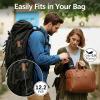 imageYoobure Windproof Travel Umbrella with Wood Handle Automatic Umbrellas for Rain ampamp UV Sun Protection Compact 46quot Large Canopy Lightweight Backpack Portable for Walking ampamp OutdoorBurgundy Red