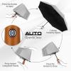 imageYoobure Windproof Travel Umbrella with Wood Handle Automatic Umbrellas for Rain ampamp UV Sun Protection Compact 46quot Large Canopy Lightweight Backpack Portable for Walking ampamp OutdoorGrey