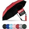 imageYoobure Double Vented Canopy Travel Umbrella Automatic Umbrellas for Rain Windproof Compact Umbrella for Car UV Umbrella Sun Umbrella for Walking Portable Large Umbrella for Backpack LightweightRed