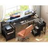 imageYoobure L Shaped Desk with Drawers Gaming Desk with LED Lights ampamp Outlets 75quot Reversible Computer Desk with Storage File Cabinet ampamp Printer Stand Corner Desk Office Desk with Dual Monitor Stand BlackGrey