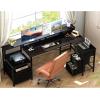 imageYoobure L Shaped Desk with Drawers Gaming Desk with LED Lights ampamp Outlets 75quot Reversible Computer Desk with Storage File Cabinet ampamp Printer Stand Corner Desk Office Desk with Dual Monitor Stand BlackBlack