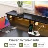 imageYoobure L Shaped Desk with Drawers Gaming Desk with LED Lights ampamp Outlets 75quot Reversible Computer Desk with Storage File Cabinet ampamp Printer Stand Corner Desk Office Desk with Dual Monitor Stand BlackBlack