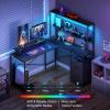 imageYoobure L Shaped Desk with Pegboard Reversible Computer Desk with Drawers ampamp Storage Shelves Gaming Desk with LED Lights ampamp Power Outlets Office Desk with Monitor Stand Corner Desk Home Office DesksBlack