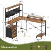 imageYoobure L Shaped Desk with Pegboard Reversible Computer Desk with Drawers ampamp Storage Shelves Gaming Desk with LED Lights ampamp Power Outlets Office Desk with Monitor Stand Corner Desk Home Office DesksVintage Brown