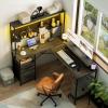 imageYoobure L Shaped Desk with Pegboard Reversible Computer Desk with Drawers ampamp Storage Shelves Gaming Desk with LED Lights ampamp Power Outlets Office Desk with Monitor Stand Corner Desk Home Office DesksCharcoal Gray