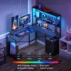 imageYoobure L Shaped Desk with Pegboard Reversible Computer Desk with Drawers ampamp Storage Shelves Gaming Desk with LED Lights ampamp Power Outlets Office Desk with Monitor Stand Corner Desk Home Office DesksCarbon Fiber Black