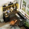 imageYoobure L Shaped Desk with Pegboard Reversible Computer Desk with Drawers ampamp Storage Shelves Gaming Desk with LED Lights ampamp Power Outlets Office Desk with Monitor Stand Corner Desk Home Office DesksCarbon Fiber Black