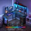 imageYoobure L Shaped Desk with Pegboard Reversible Computer Desk with Drawers ampamp Storage Shelves Gaming Desk with LED Lights ampamp Power Outlets Office Desk with Monitor Stand Corner Desk Home Office DesksCharcoal Gray