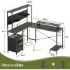 imageYoobure L Shaped Desk with Pegboard Reversible Computer Desk with Drawers ampamp Storage Shelves Gaming Desk with LED Lights ampamp Power Outlets Office Desk with Monitor Stand Corner Desk Home Office DesksCharcoal Gray