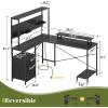 imageYoobure L Shaped Desk with Pegboard Reversible Computer Desk with Drawers ampamp Storage Shelves Gaming Desk with LED Lights ampamp Power Outlets Office Desk with Monitor Stand Corner Desk Home Office DesksBlack