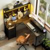 imageYoobure L Shaped Desk with Pegboard Reversible Computer Desk with Drawers ampamp Storage Shelves Gaming Desk with LED Lights ampamp Power Outlets Office Desk with Monitor Stand Corner Desk Home Office DesksBlack