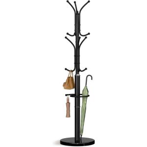 imageYoobure Metal Coat Rack Freestanding with Marble Base Coat Tree with 12 Hooks ampamp Umbrella Holder Coat Hanger Stand for Corner Entryway Bedroom Office Heavy Duty Coat Rack Stand for Clothes Hats BagsBlack