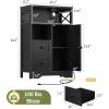 imageYoobure Storage Cabinet with Doors and Shelves LED Coffee Bar Cabinet with Power Outlet Farmhouse Kitchen Buffet Cabinet with Drawers Accent Pantry Cabinet Sideboard for Living Room Entryway BedroomBlack