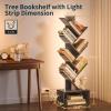 imageYoobure Tree Bookshelf with LED Light 6 Tier Book Shelf Small Bookcase Narrow Bookshelves with Storage Wood Book Case Organizer for CDsBooks FloorStanding Rack for Bedroom Office Rustic BrownGrey