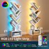 imageYoobure Tree Bookshelf with LED Light 6 Tier Book Shelf Small Bookcase Narrow Bookshelves with Storage Wood Book Case Organizer for CDsBooks FloorStanding Rack for Bedroom Office Rustic BrownWhite