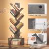 imageYoobure Tree Bookshelf with LED Light 6 Tier Book Shelf Small Bookcase Narrow Bookshelves with Storage Wood Book Case Organizer for CDsBooks FloorStanding Rack for Bedroom Office Rustic BrownGrey