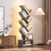 imageYoobure Tree Bookshelf with LED Light 6 Tier Book Shelf Small Bookcase Narrow Bookshelves with Storage Wood Book Case Organizer for CDsBooks FloorStanding Rack for Bedroom Office Rustic BrownGrey