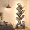 imageYoobure Tree Bookshelf with LED Light 6 Tier Book Shelf Small Bookcase Narrow Bookshelves with Storage Wood Book Case Organizer for CDsBooks FloorStanding Rack for Bedroom Office Rustic BrownGrey