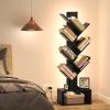 imageYoobure Tree Bookshelf with LED Light 6 Tier Book Shelf Small Bookcase Narrow Bookshelves with Storage Wood Book Case Organizer for CDsBooks FloorStanding Rack for Bedroom Office Rustic BrownBlack