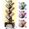 imageYoobure Tree Bookshelf with LED Light 6 Tier Book Shelf Small Bookcase Narrow Bookshelves with Storage Wood Book Case Organizer for CDsBooks FloorStanding Rack for Bedroom Office Rustic BrownRustic Brown
