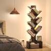 imageYoobure Tree Bookshelf with LED Light 6 Tier Book Shelf Small Bookcase Narrow Bookshelves with Storage Wood Book Case Organizer for CDsBooks FloorStanding Rack for Bedroom Office Rustic BrownRustic Brown